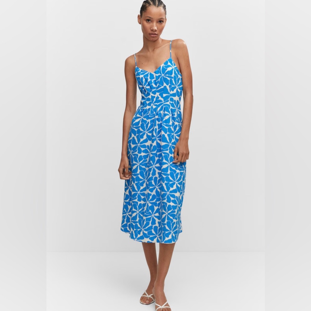 Mango Blue and White Maxi Dress